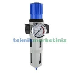3/8'' Metal Gövde Festo Tip Pnömatik Tekli Filtre+Regülatör, Hava Basınç Ayar Filtreli Regülatörü DFR Serisi P1 Max: 16 Bar