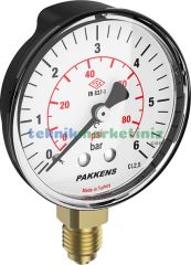 Ø63mm 0-60 Bar G1/4'' inç Alttan Bağlantılı Genel Amaçlı Kurutip Manometre, Basınç Göstergesi CL2,5 PAKKENS