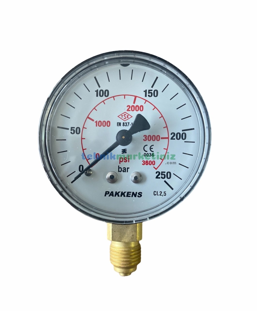 Ø63mm 0-250 Bar G1/4'' inç Alttan Bağlantılı Genel Amaçlı Kurutip Manometre, Basınç Göstergesi CL2,5 PAKKENS