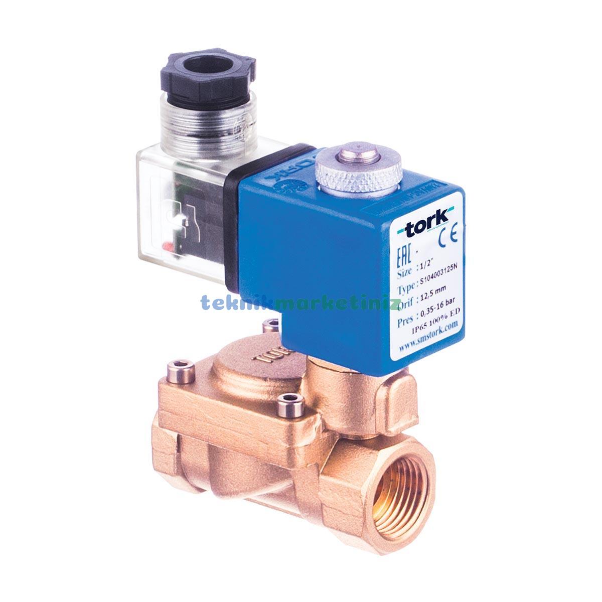 3/8'' Normalde Kapalı Genel Maksat Solenoid Vana TORK S1040.02 (GTD) (0,35 - 16 BAR), Ekonomik Seri (12.5mm Orifis)