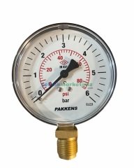 Ø100mm 0-6 Bar G1/2'' inç Alttan Bağlantılı Genel Amaçlı Kurutip Manometre, Basınç Göstergesi CL2,5 PAKKENS