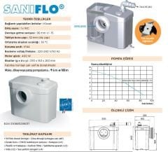 Saniflo Klozet Arkası, WC Öğütücülü Bıçaklı Tahliye Pompası 1 Klozet
