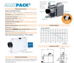 Sanipack 1 Asma Klozet+1 Lavabo+1 Duş Kabini+1 Çamaşır Makinesi+1 Bide Gideri Öğütücülü, Bıçaklı Foseptik Tahliye Pompası 4 Tahliye Girişli WC+3 Ünite