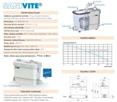 Sanivite 4 Ünite Girişli, Mutfak, Evye, Bulaşık, Çamaşır Makinesi, Lavabo, Küvet, Duş Kabini Pis Suları Tahliye Pompası