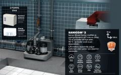 Sanicom 2, Çift Motorlu Yoğun Kullanım (Klozet hariç), Banyo, Mutfak ve Çamaşırhane Pis Su Transfer, Tahliye Pompası