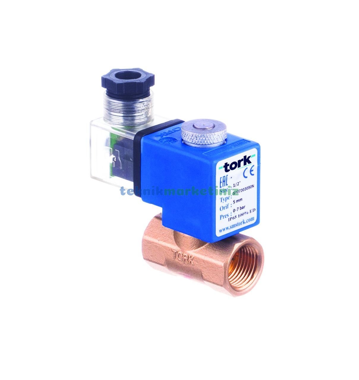 3/8'' Normalde Kapalı Genel Maksat Solenoid Vana TORK S1073.02.040 (0 - 9 BAR), Ekonomik Direkt Çekmeli Seri (4mm Orifis)