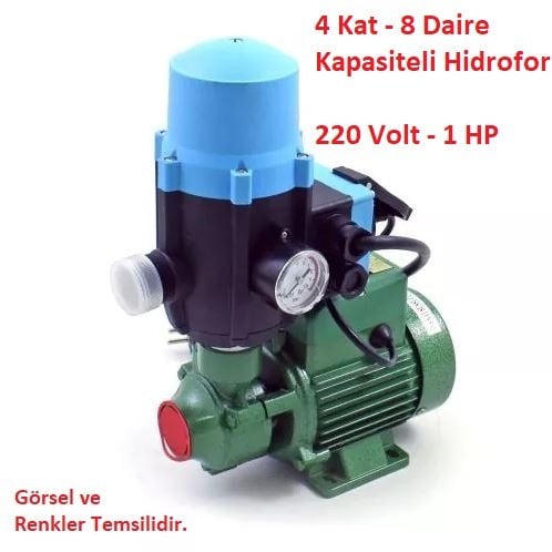 4 Kat - 8 Daire Kapasiteli Hidromatlı Paket Hidrofor 70mSS - 3 m3/saat 220 Volt 1 HP Preferikal Pompalı