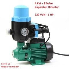 4 Kat - 8 Daire Kapasiteli Hidromatlı Paket Hidrofor 70mSS - 3 m3/saat 220 Volt 1 HP Preferikal Pompalı