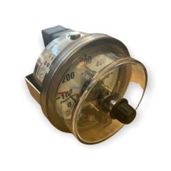 Ø100mm 0/600 Bar Panotip Arka Bağlantılı ÇİFT Elektrik Kontaklı Hassas Manometre, Basınç Ölçer IP65 Kurutip G1/2'' CL1,0 PAKKENS