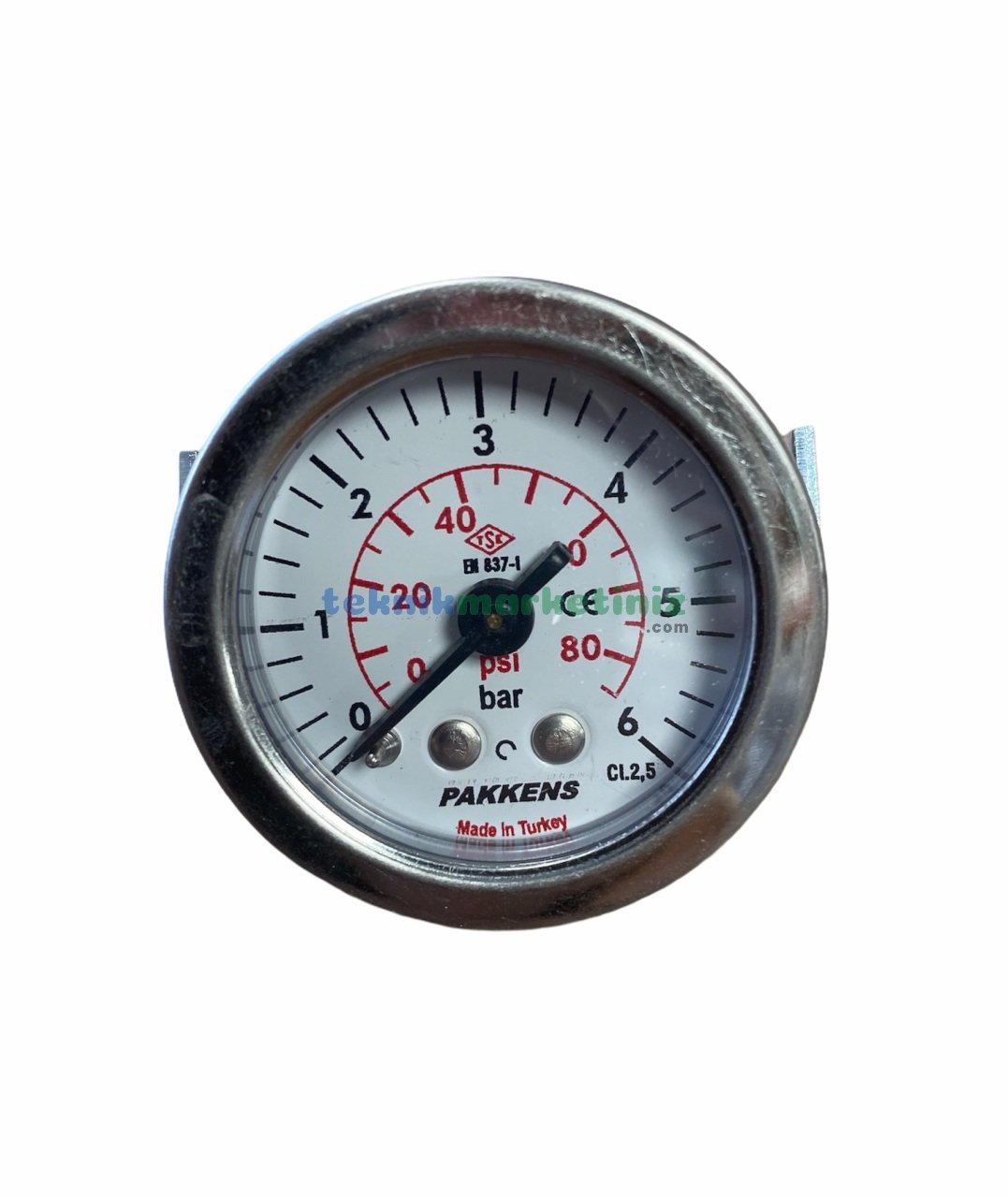 Ø40mm 0-6 Bar G1/8'' inç Panotip Arkadan Bağlantılı Genel Amaçlı Kurutip Manometre, Basınç Göstergesi CL2,5 PAKKENS