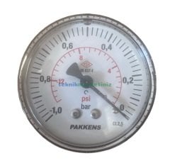 Ø63mm -1 / 0 Bar Arkadan Bağlantılı Kurutip G1/4'' Vakummetre, Vakum Göstergesi CL2,5 PAKKENS