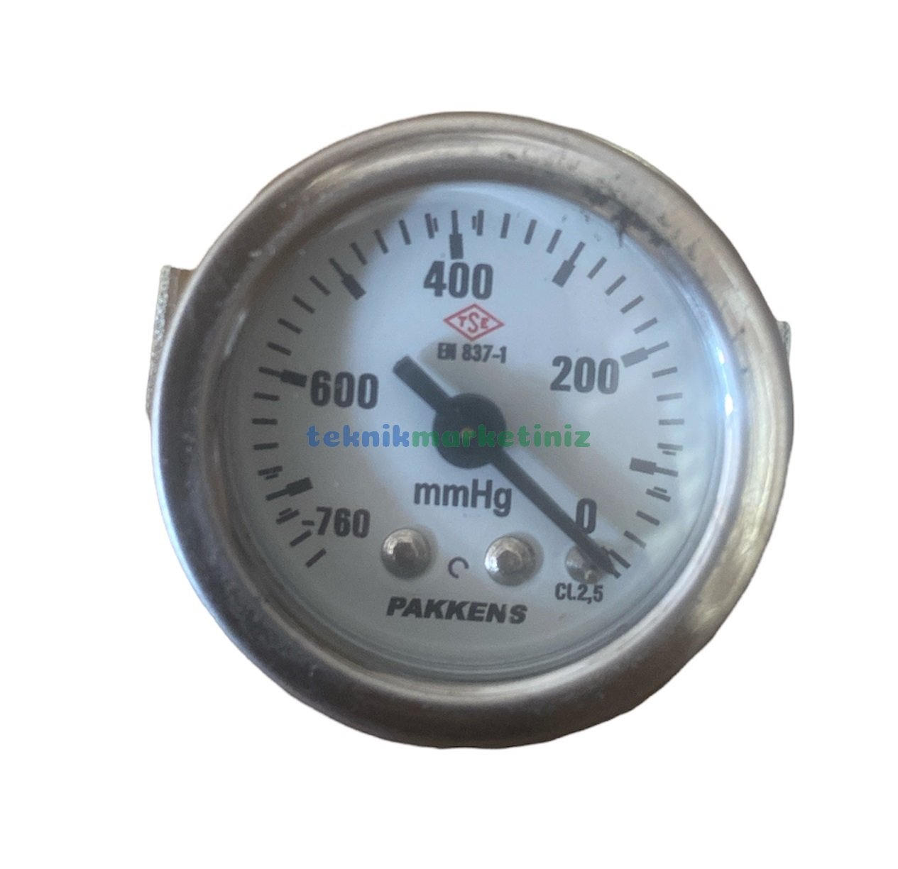 Ø40mm -760 / 0 mmHg Panotip Arka Bağlantılı Kurutip G1/8'' Vakummetre, Vakum Göstergesi CL2,5 PAKKENS