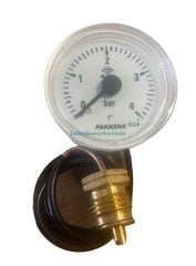 Ø40mm 0/4 Bar Panotip 1 Metre Kapiler Borulu Pvc Kablolu G1/4'' Manometre, Basınç Ölçer, Kombi vb. Manometresi PAKKENS