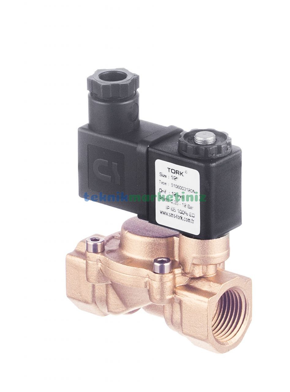 1/2'' Normalde Kapalı Genel Maksat Solenoid Vana TORK S1060.03.012 (0,35 - 12 BAR), Mini Bobin (Düşük Watt Güç Tüketimi) Serisi (12mm Orifis)