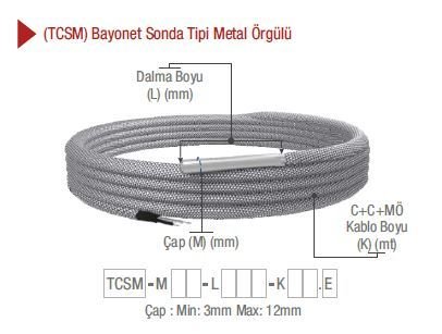 EMKO ( TCSM ) ‘‘J’’ FeCu-Ni TİPİ BAYONET SONDA TİP METAL ÖRGÜ KABLO TERMOKUPL EMKO TCSM -