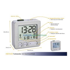 Dijital, Termometreli, Alarmlı Masa Çalar Saati TFA Dostmann 60.2545.54 TM832.2031.54