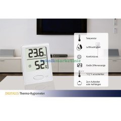Dijital Termometre-Higrometre, Konfor Göstergeli, Ortam, Oda, Mekan Sıcaklık ve Nem Ölçer TFA Dostmann 30.5041.02 TM832.1133.02