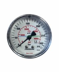 Ø63mm 0-315 Bar Arkadan Bağlantılı G1/4'' inç Genel Amaçlı Kurutip Manometre, Basınç Göstergesi CL2,5 PAKKENS