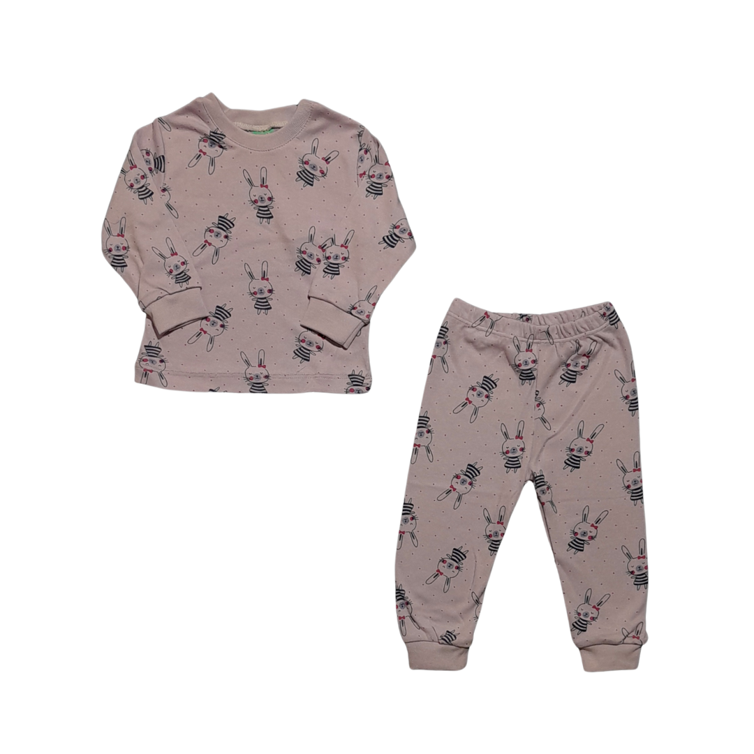 Ventito Baby Elbiseli Tavşan Pijama Takımı
