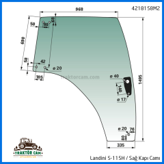 Landini 5H-115 Sağ Kapı Camı