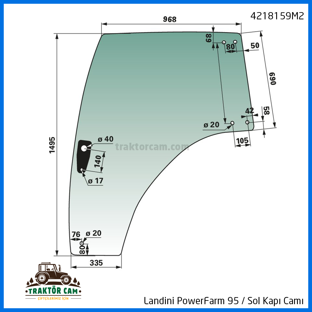 Landini PowerFarm 95 Sol Kapı Camı