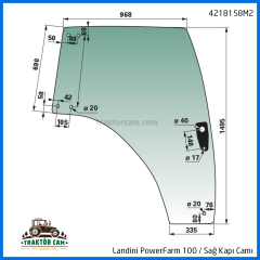 Landini PowerFarm 100 Sağ Kapı Camı