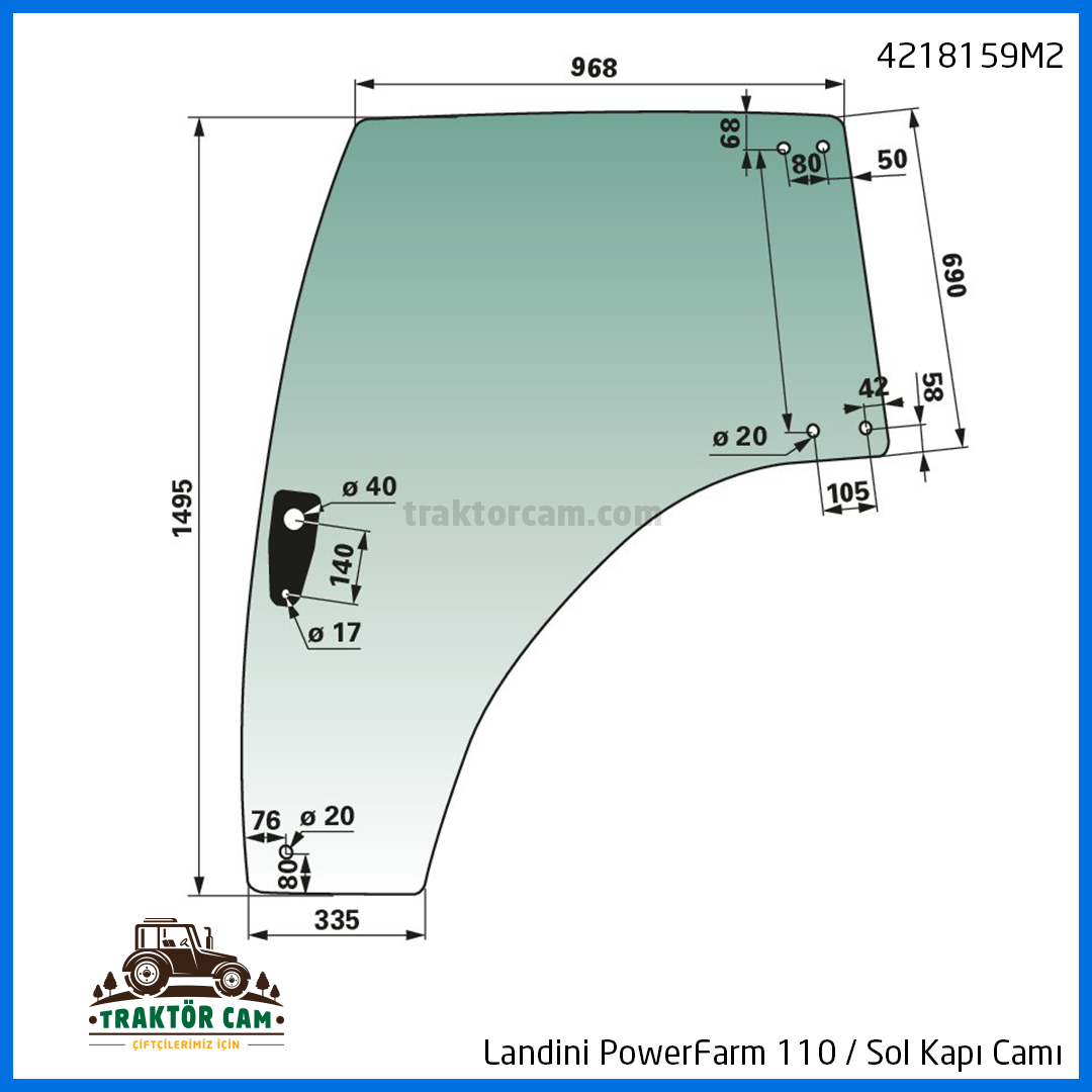 Landini PowerFarm 110 Sol Kapı Camı