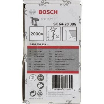 Bosch Başsız Çivi 38mm Galvenizli 2000 Adet