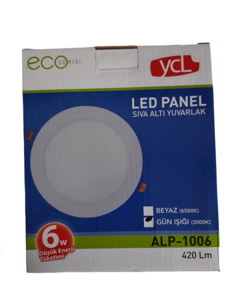 Yücel 6W Led Panel Eko Yuvarlak Günışığı 3000k