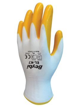 Beybi PN7 Polyester Örme Nitril Sarı Eldiven NO:10