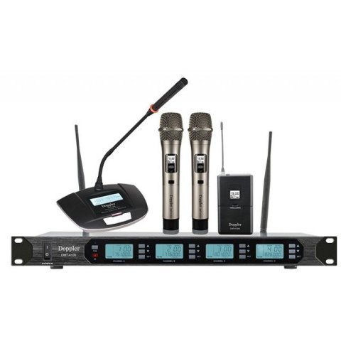 Doppler DMT-4100 Set Çift Anten Çift El Tek Yaka Tek Meeting Telsiz Mikrofon