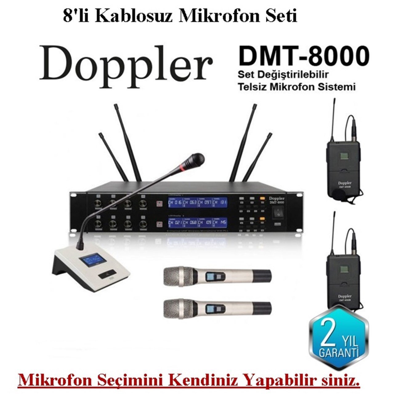 Doppler Dmt 8000 Set - 8'li Telsiz Kablosuz Mikrofon Seti