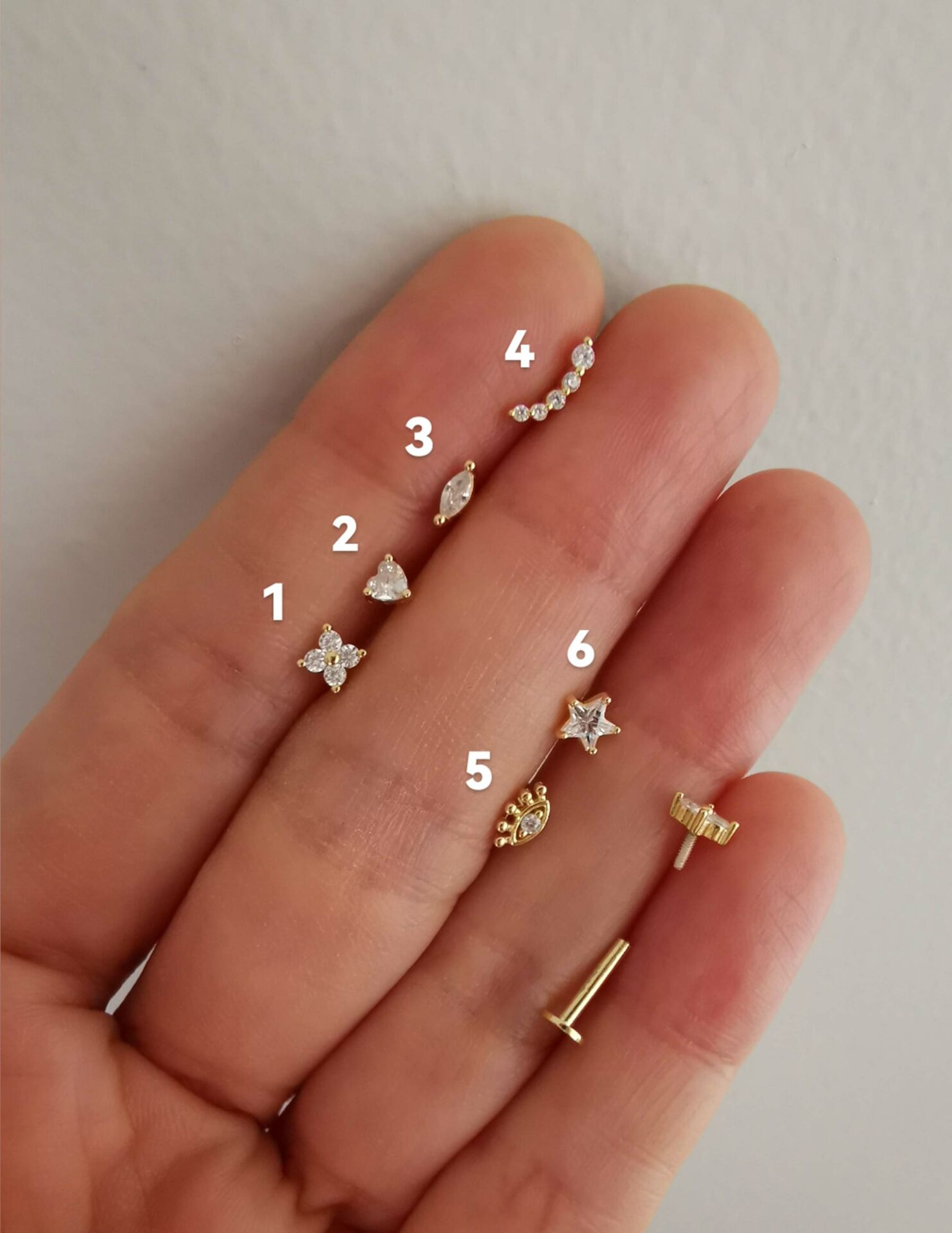 925 Ayar Gümüş Arkası Düz Kıkırdak ve Tragus Piercingleri