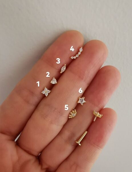 925 Ayar Gümüş Arkası Düz Kıkırdak ve Tragus Piercingleri