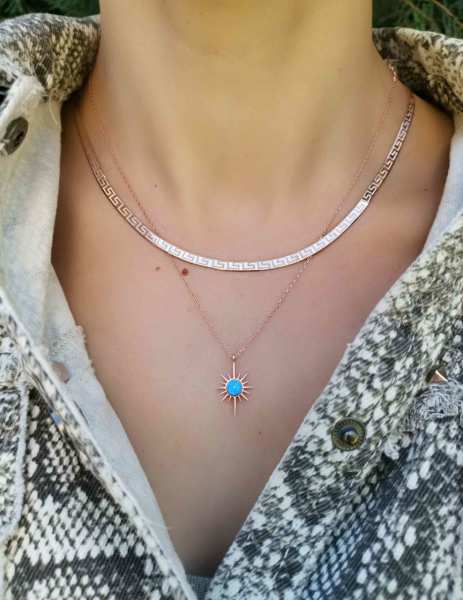 Opal Taşlı Kutup Yıldızı Kolye