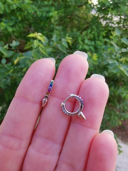 Rainbow Kurşun Halka Küpe 1 cm-İthal ÇİFT