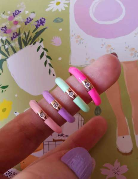 Pastel Mineli Tektaş Ayarlanabilir Yüzük