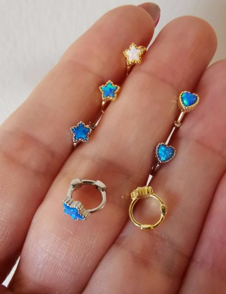 925 Ayar Gümüş Opal Halka Tragus Piercingleri-Çapı 6 mm