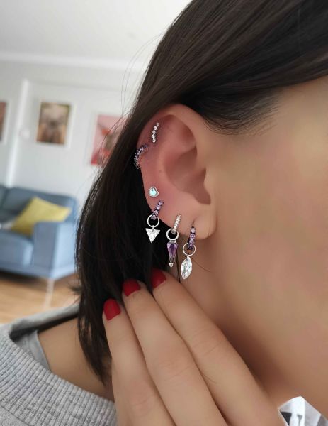 Kristal Beyaz Markiz Küpe Charm