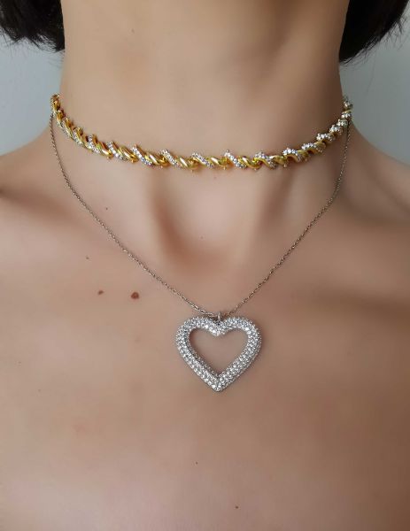 Taşlı Burgu Choker Kolye