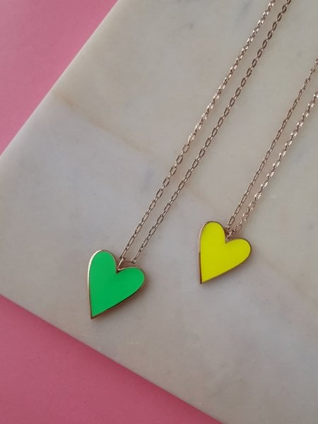 Neon Mineli Kalp Kolye