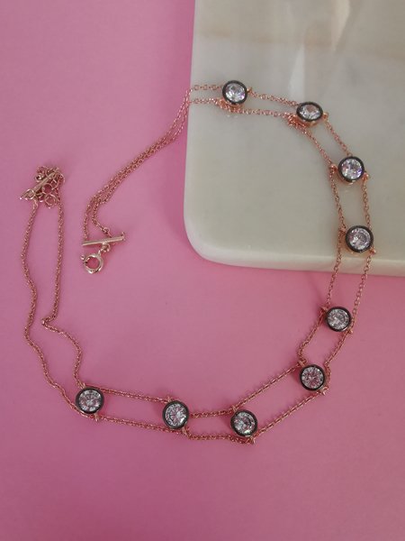 Elmas Monturlu Choker Kolye