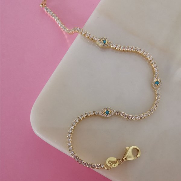 Üç Gözlü Gold Suyolu Bileklik