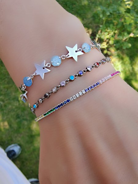 Rainbow Suyolu Bileklik-Silver