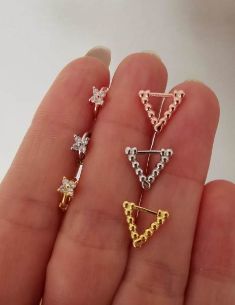 925 Ayar Gümüş Üçgen Kıkırdak ve Tragus Piercing