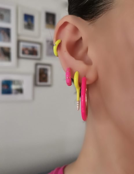 Neon  Pembe Halka Küpe 3,5 cm ÇİFT