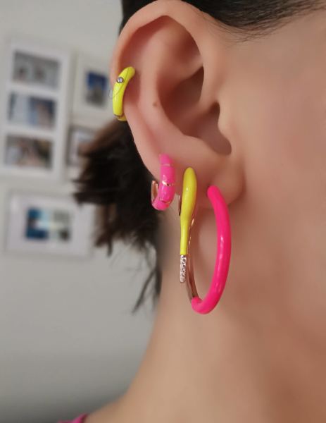 Neon  Pembe Halka Küpe 3,5 cm ÇİFT