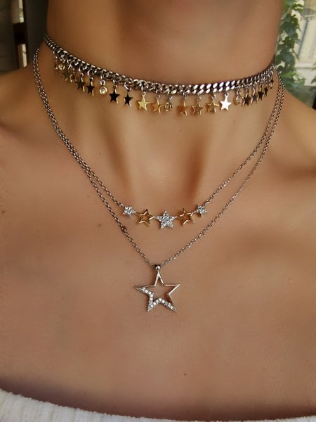 Yıldız Sallantılı Choker Kolye-İthal