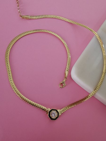 Taşlı Hasır Choker Kolye