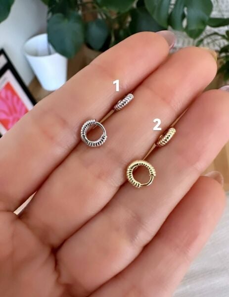 925 Ayar Gümüş Halka Tragus Piercingleri-Çapı 6 mm.